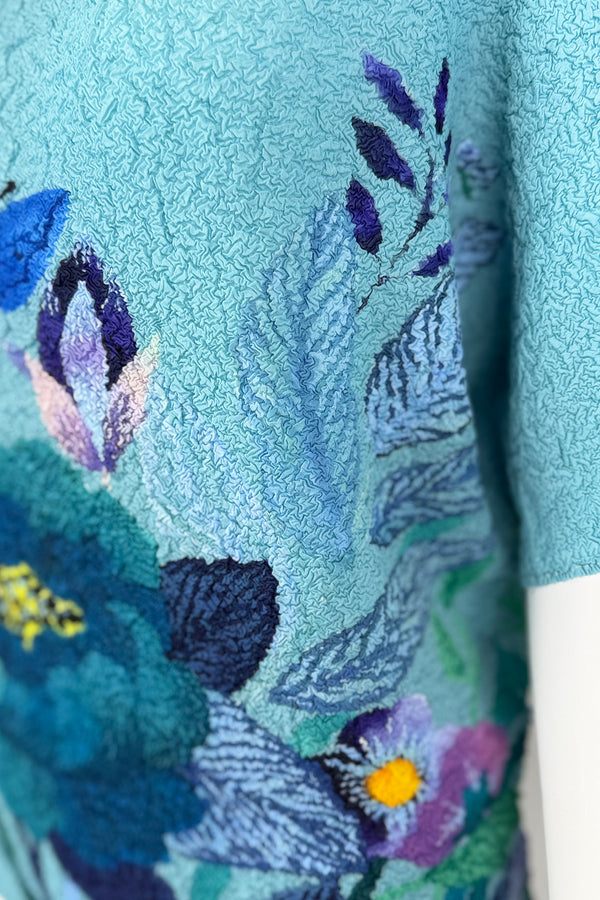 Lisa Butterfly Crushed Texture Top - Blue