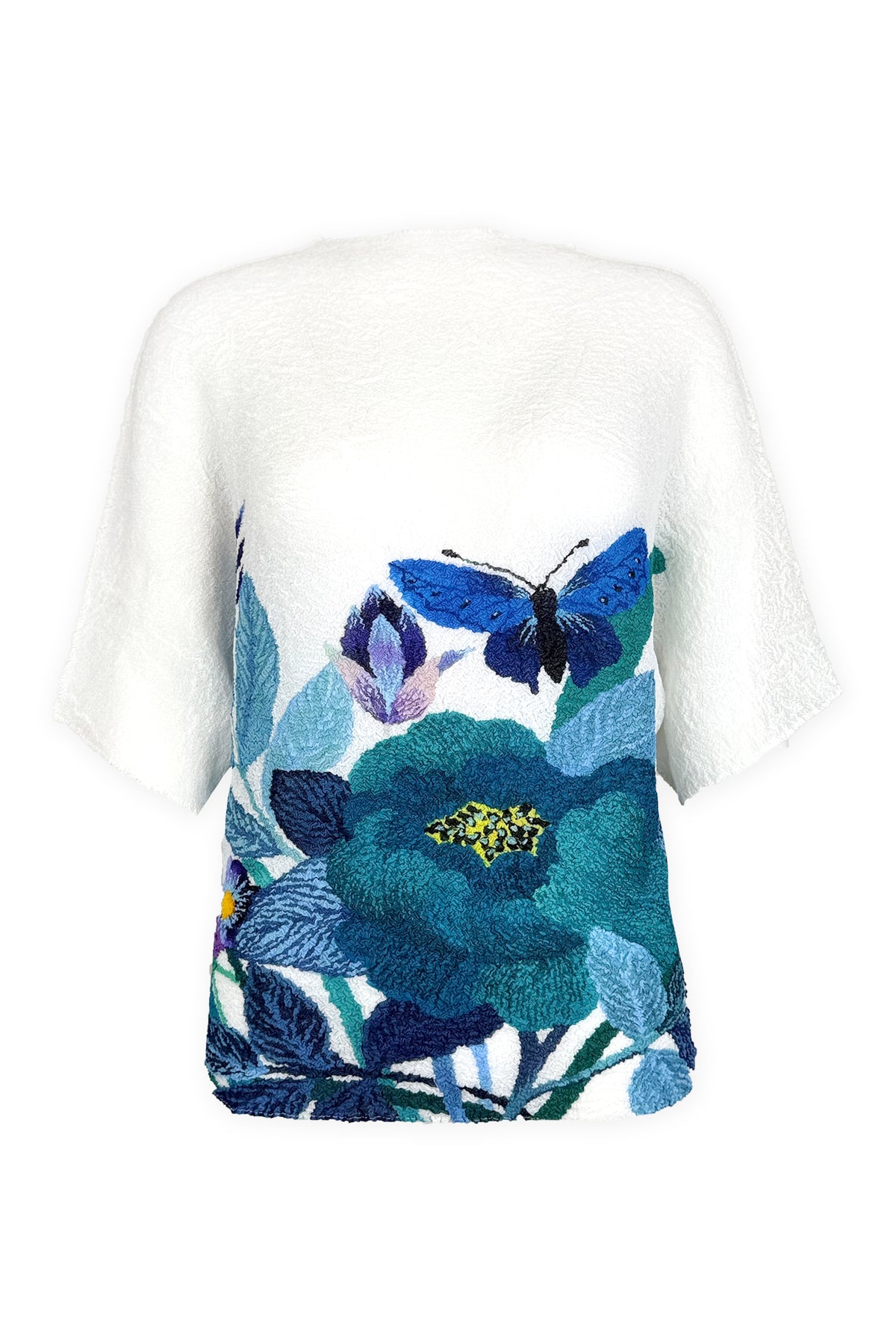 Lisa Butterfly Crushed Texture Top - White