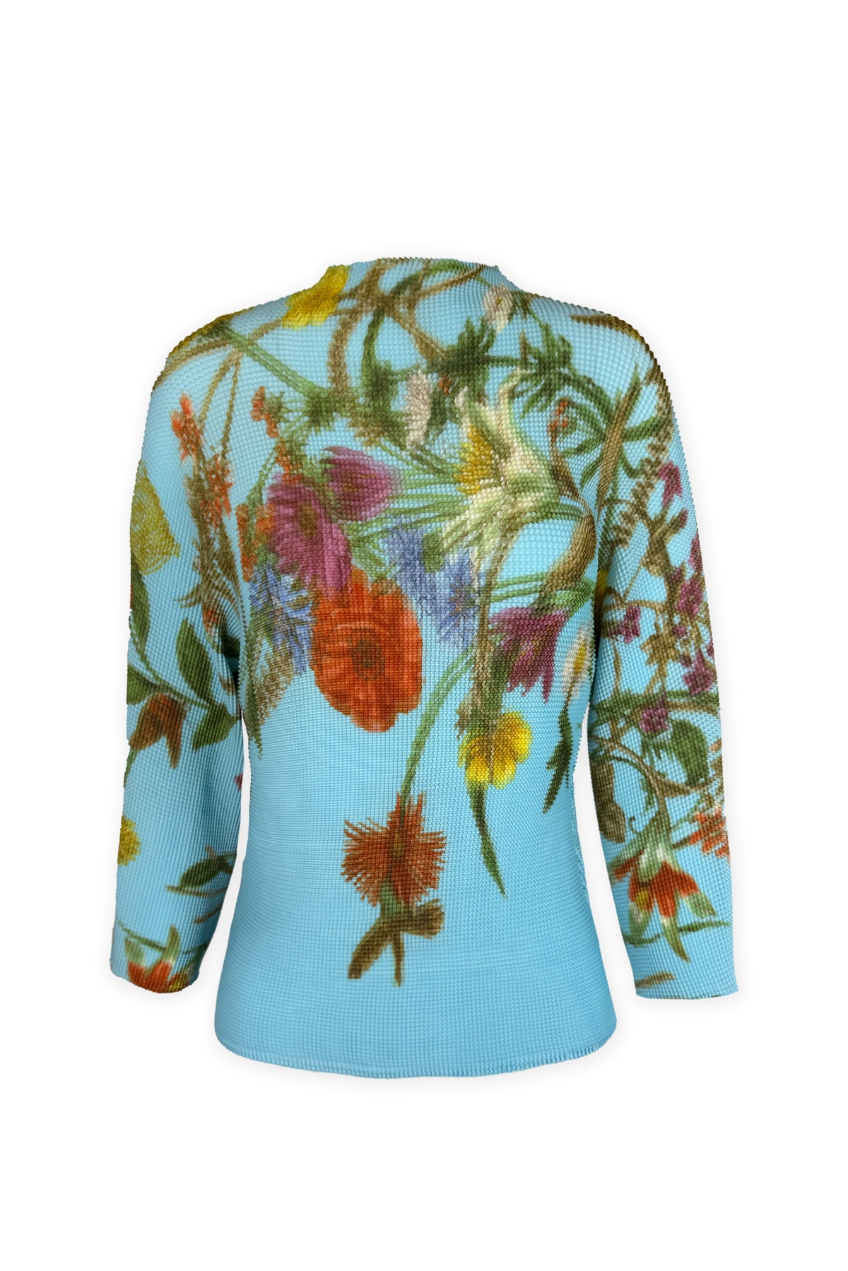 Jasmine Blossom 3D Honeycomb Texture Top - Aqua