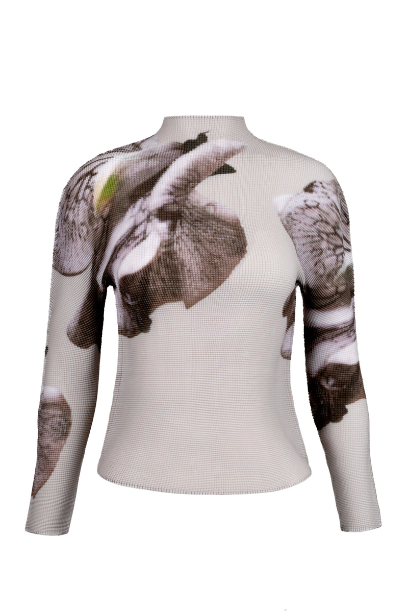 Agata Coral Print 3D Honeycomb Texture Top