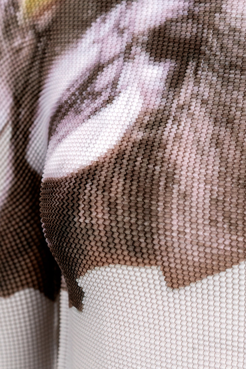 Agata Coral Print 3D Honeycomb Texture Top