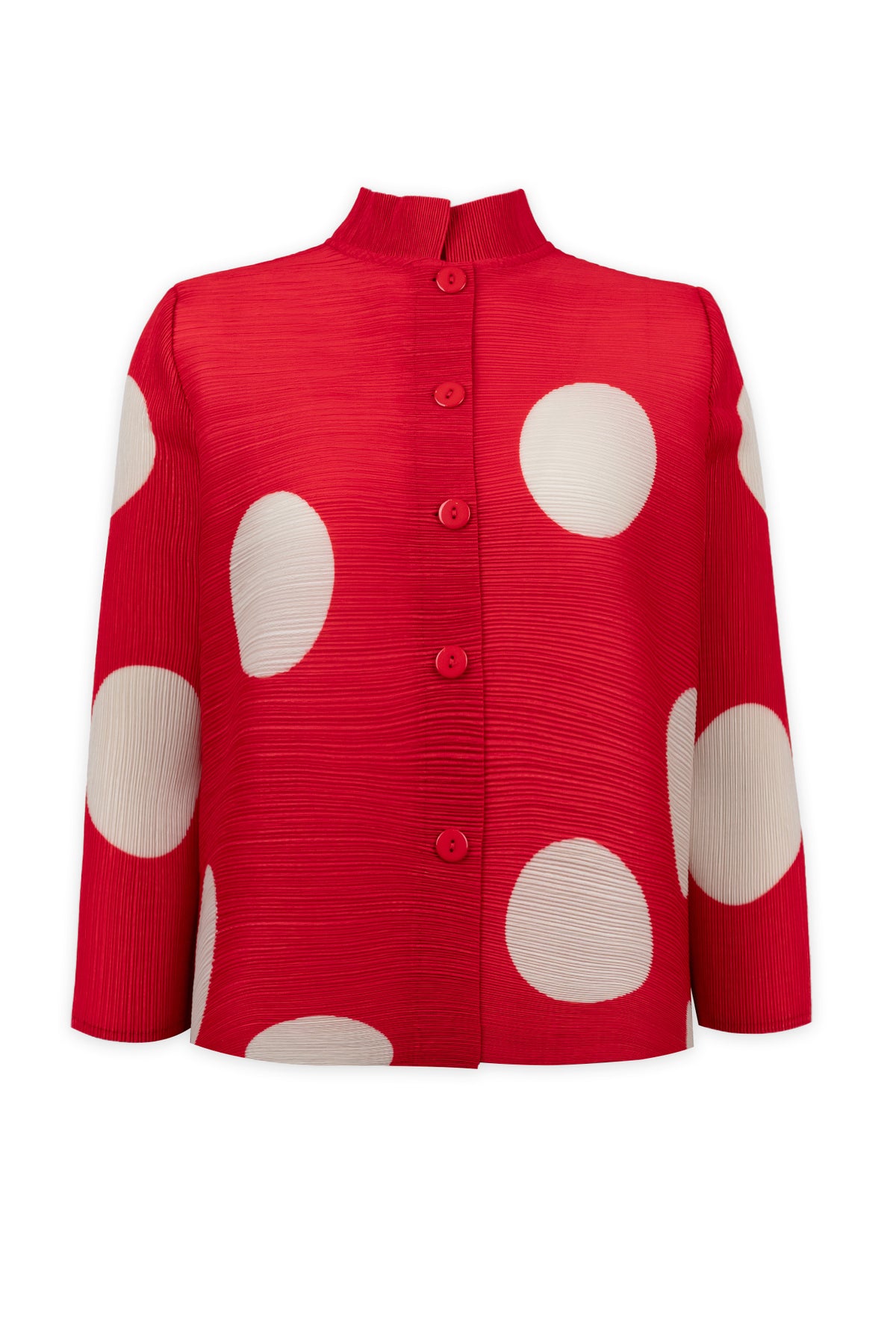 Mari Dot Mandarin Collar Crystal Pleats Shirt