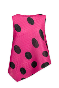 Sera Polka Dot Diagonal Plissé Tank