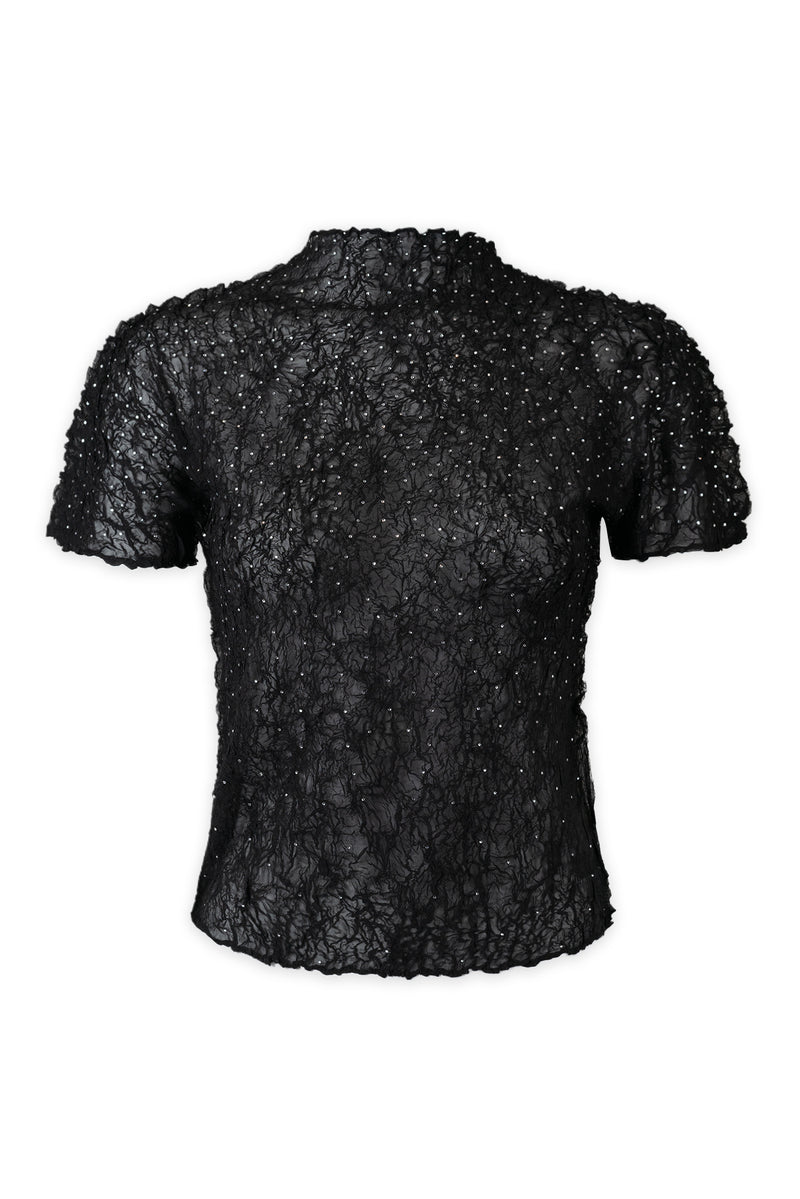 Astra Crystal Gold Beaded Texture Top