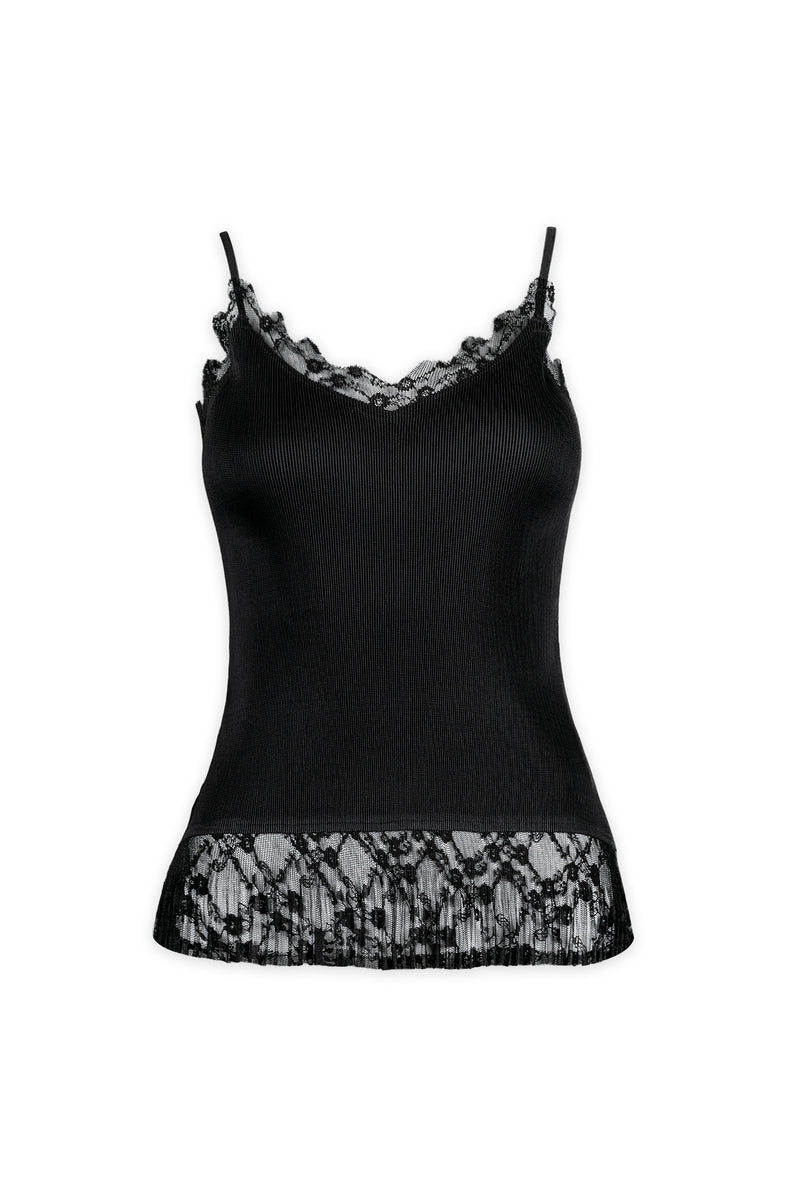 Ayla Lace Crystal Pleated Cami