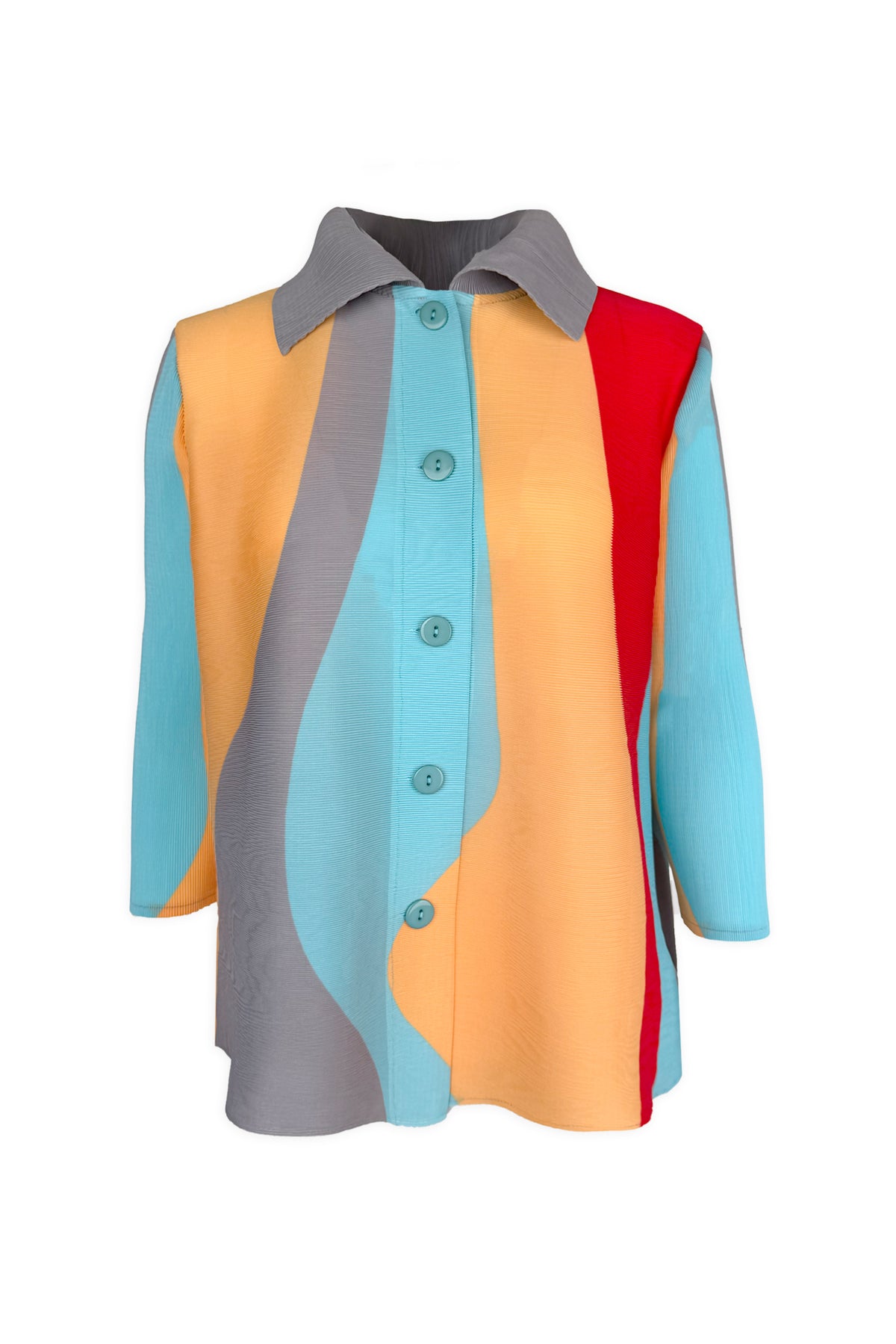 Lily Flow Crystal Pleats Shirt - Aqua