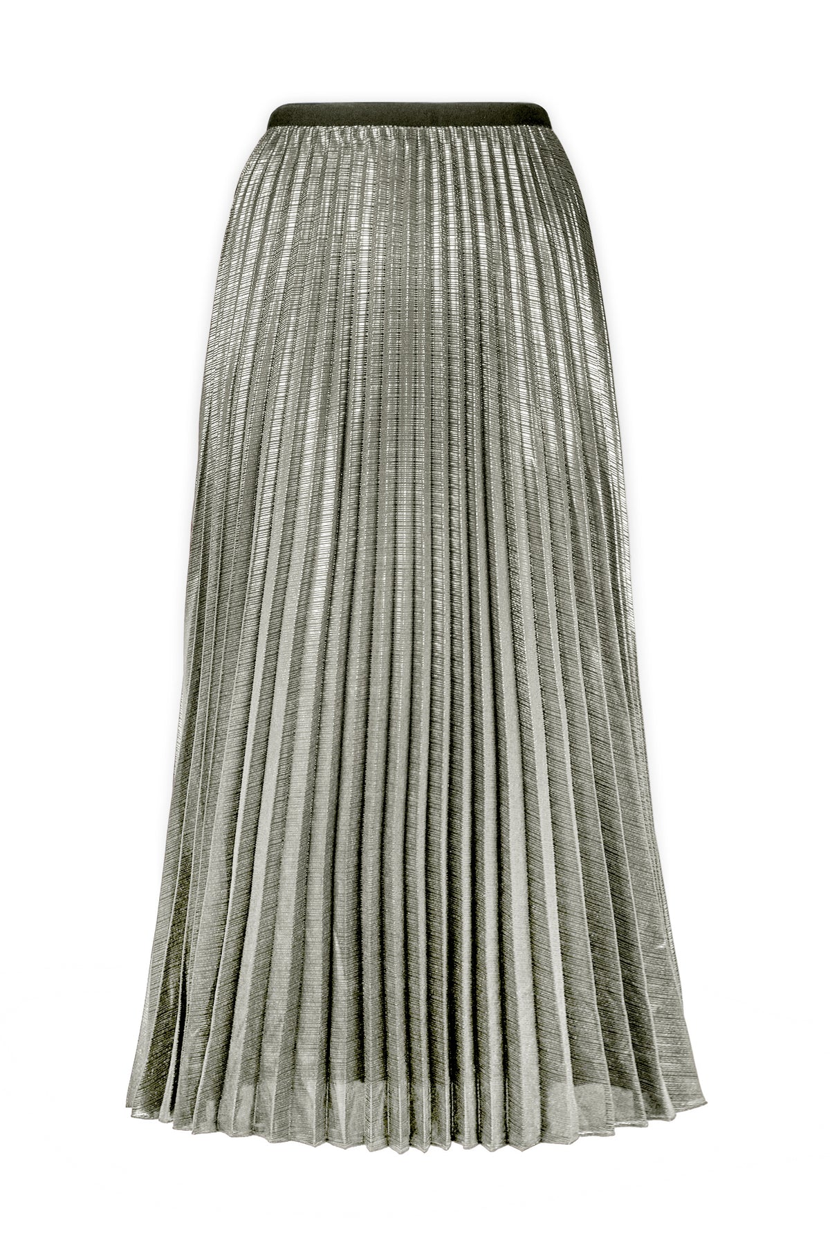 Esther Metallic Accordion Pleated Skirt - Silver