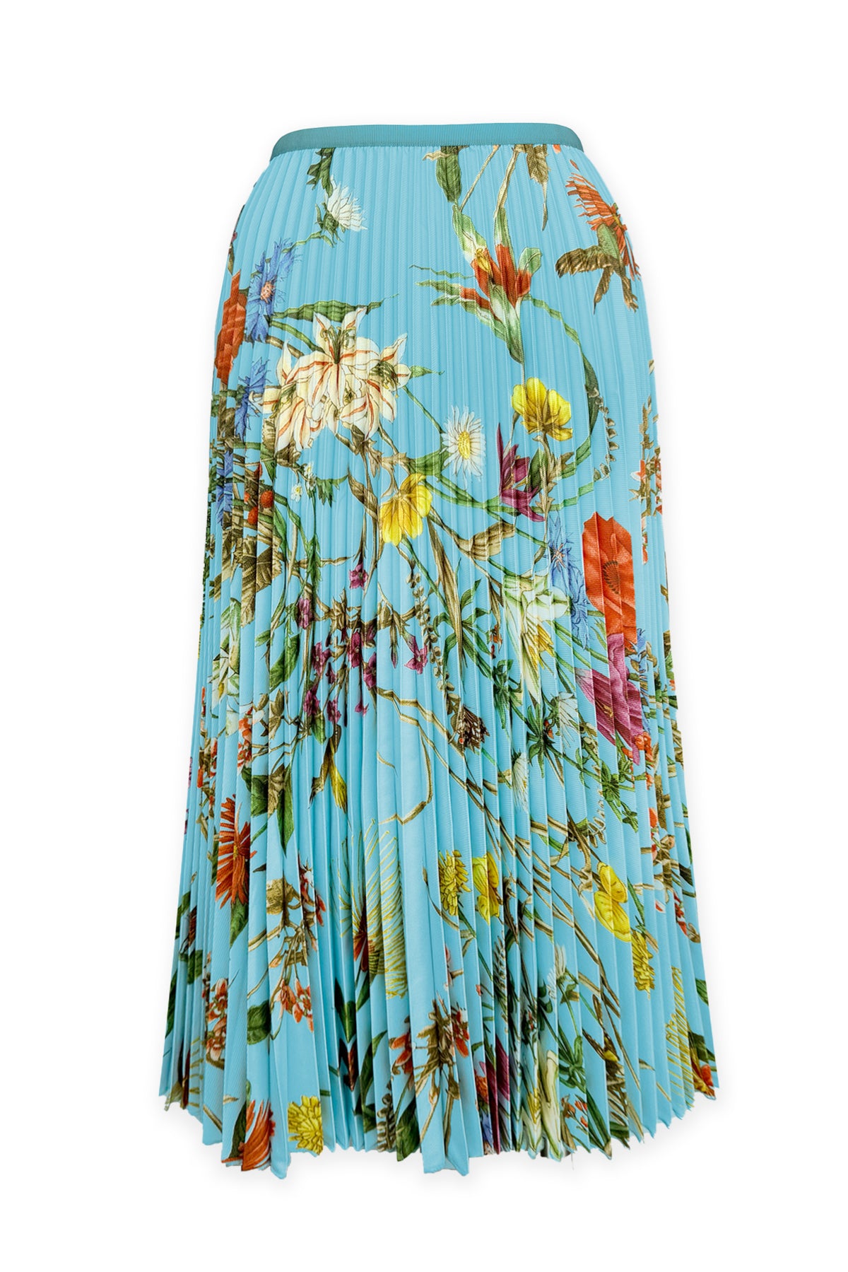 Jasmine Blossom Pleated Skirt - Aqua