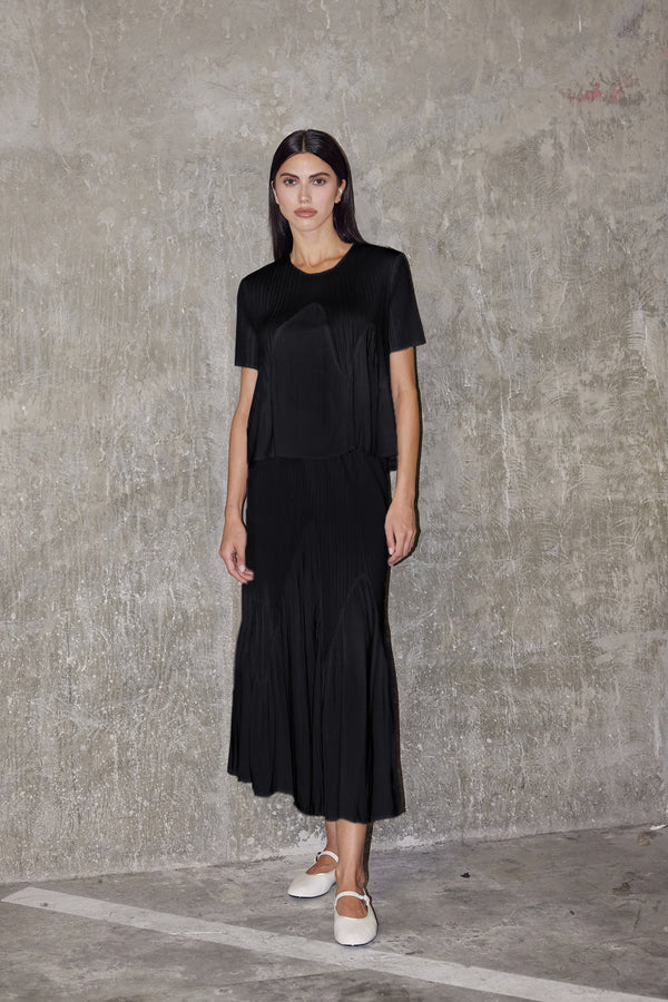 Miuna Wave Plissé Maxi Skirt