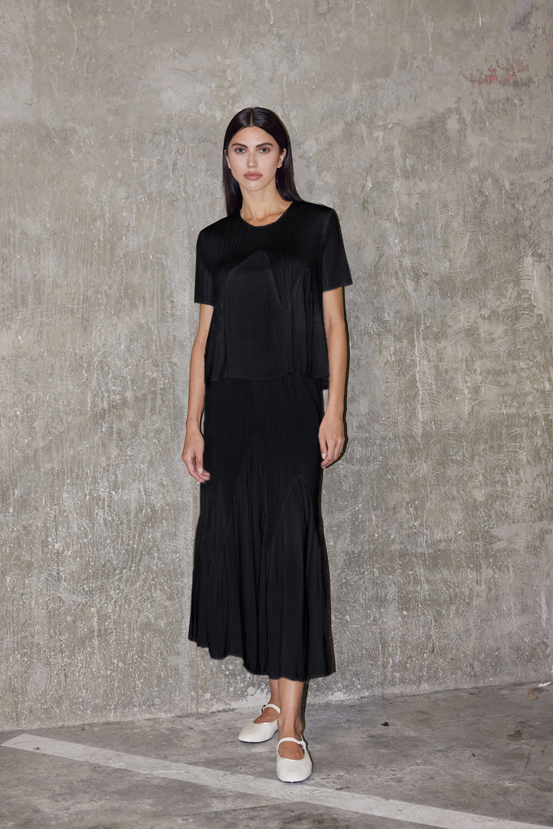 Miuna Wave Plissé Maxi Skirt