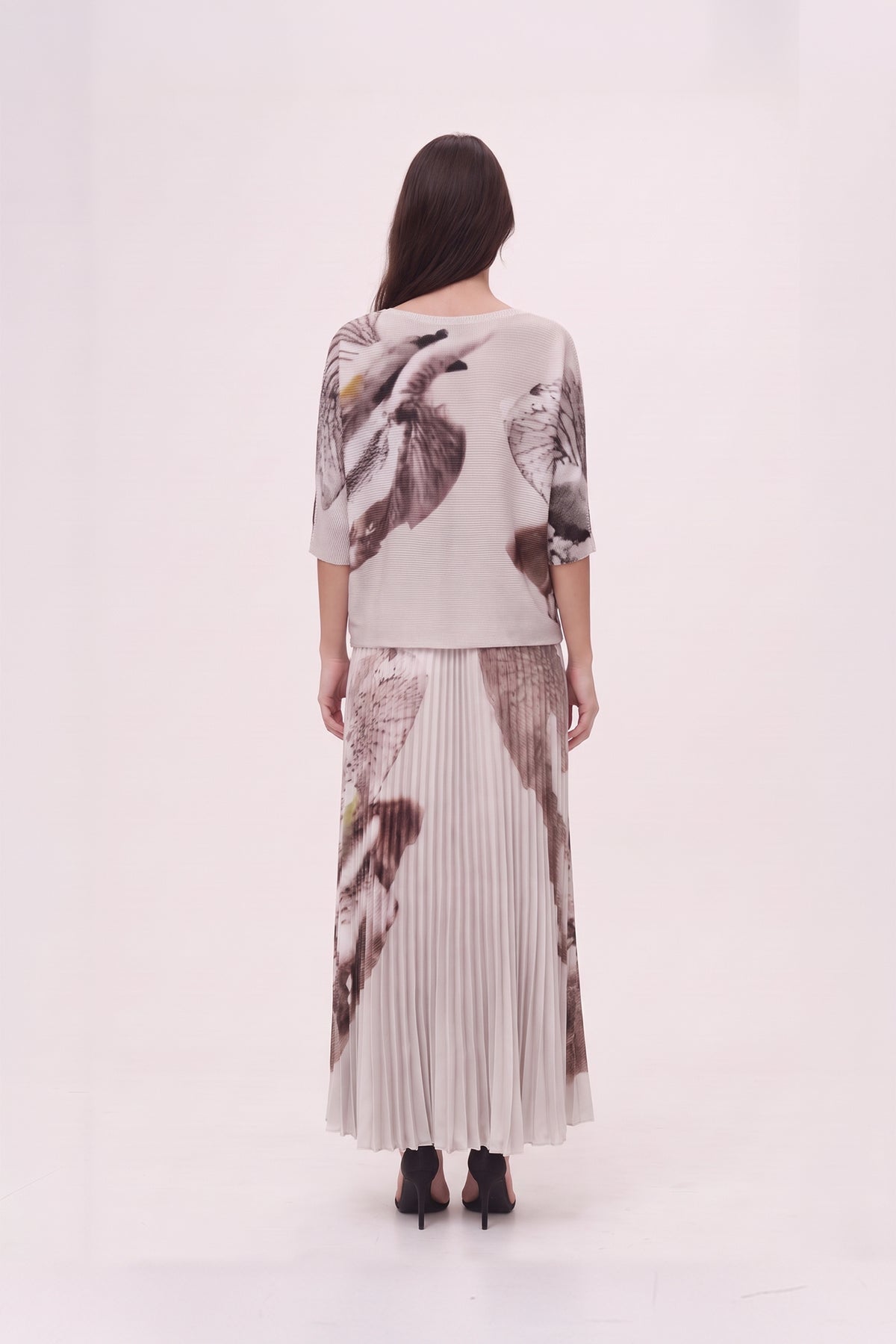Agata Coral Print 3D Honeycomb Loose Texture Top