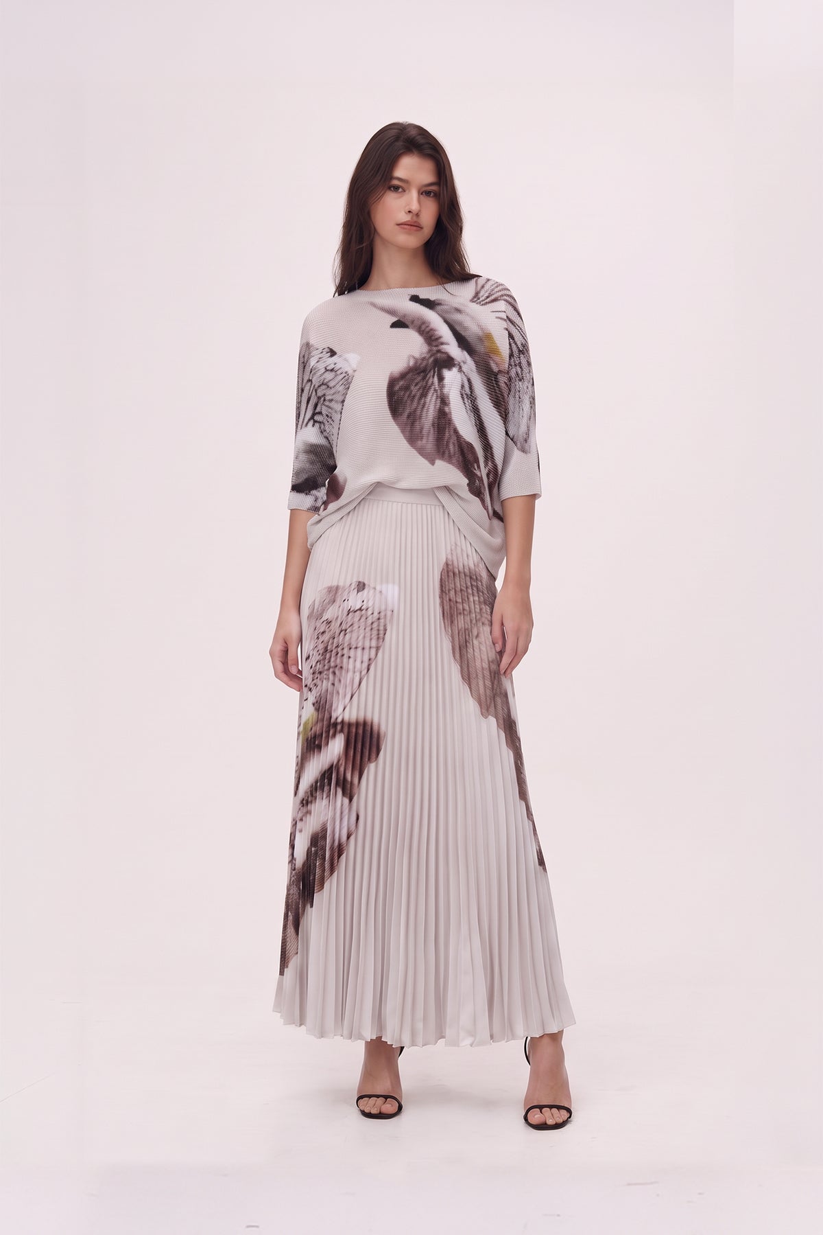 Agata Coral Print 3D Honeycomb Loose Texture Top