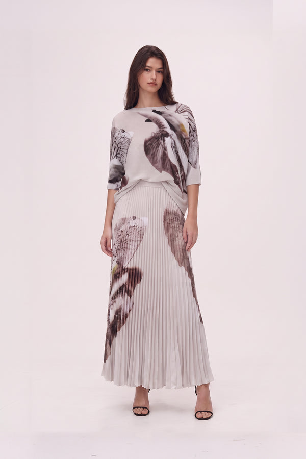 Agata Coral Print 3D Honeycomb Loose Texture Top