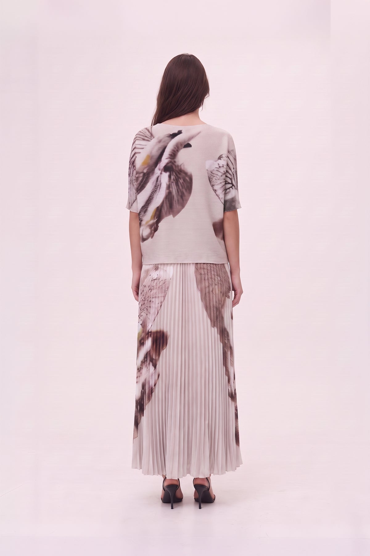 Agata Coral Print 3D Honeycomb Loose Texture Top