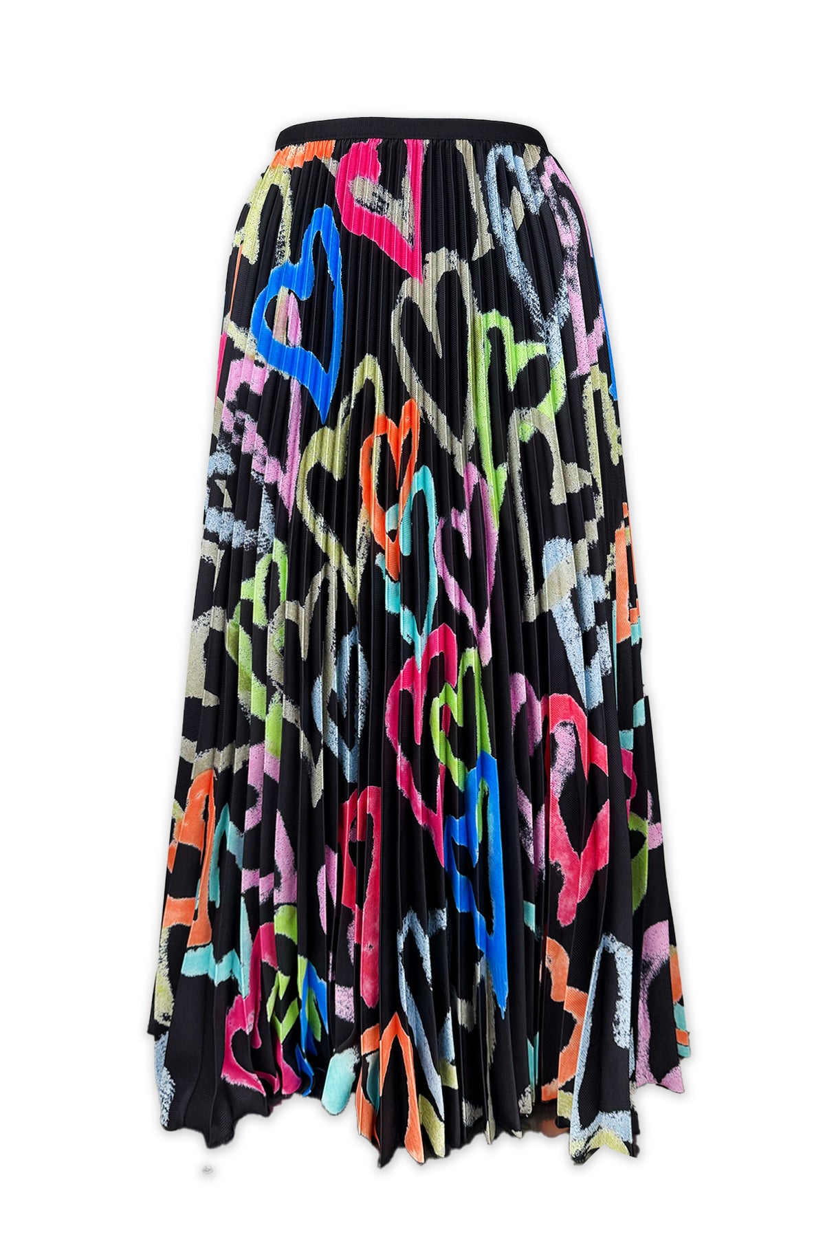 Ava Hearts Print Pleated Skirt