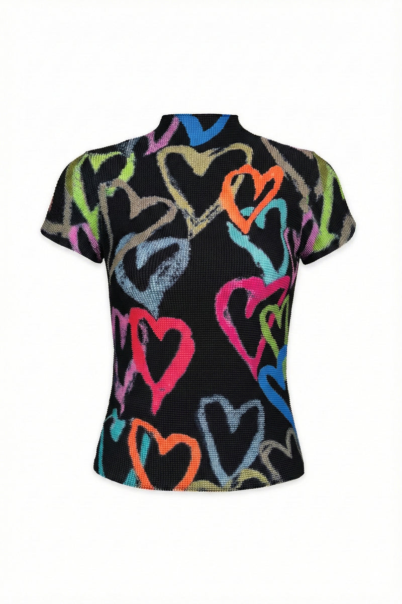 Ava Hearts 3D Honeycomb Texture Top