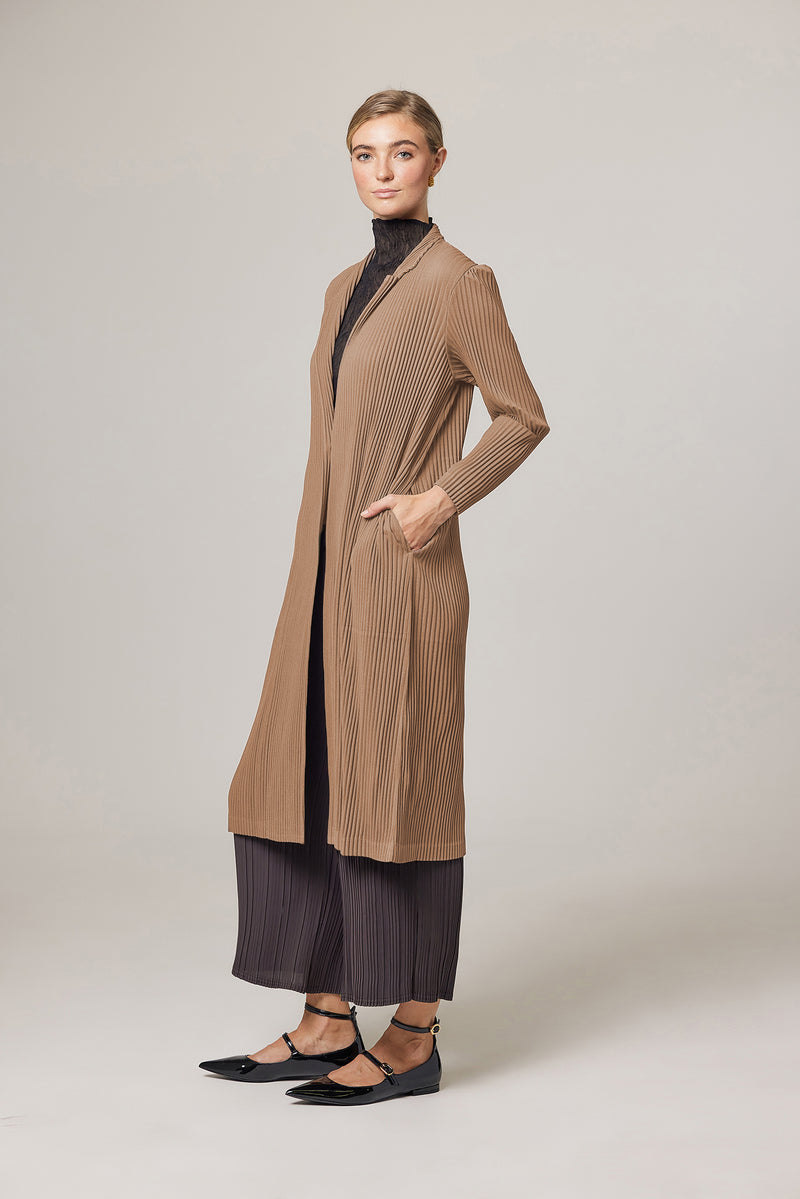 Ella Double Knit Plissé Blazer Trench