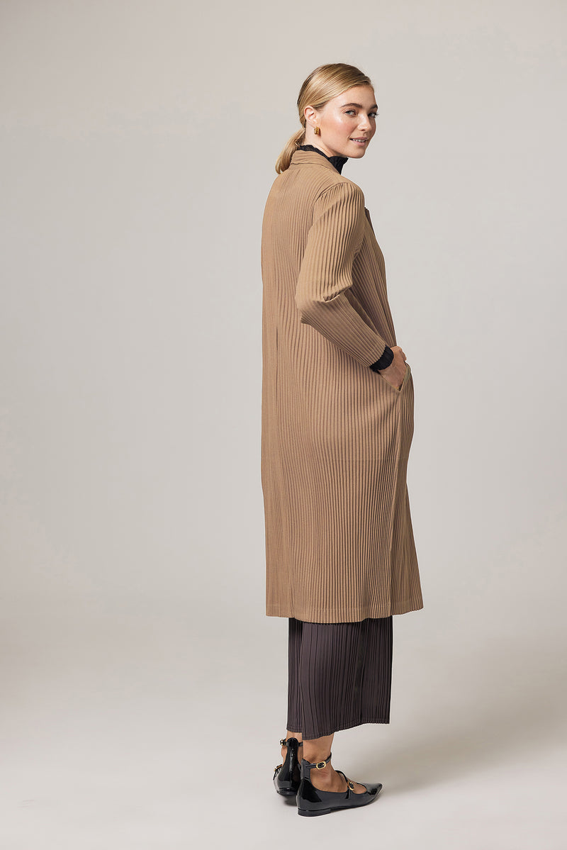 Ella Double Knit Plissé Blazer Trench