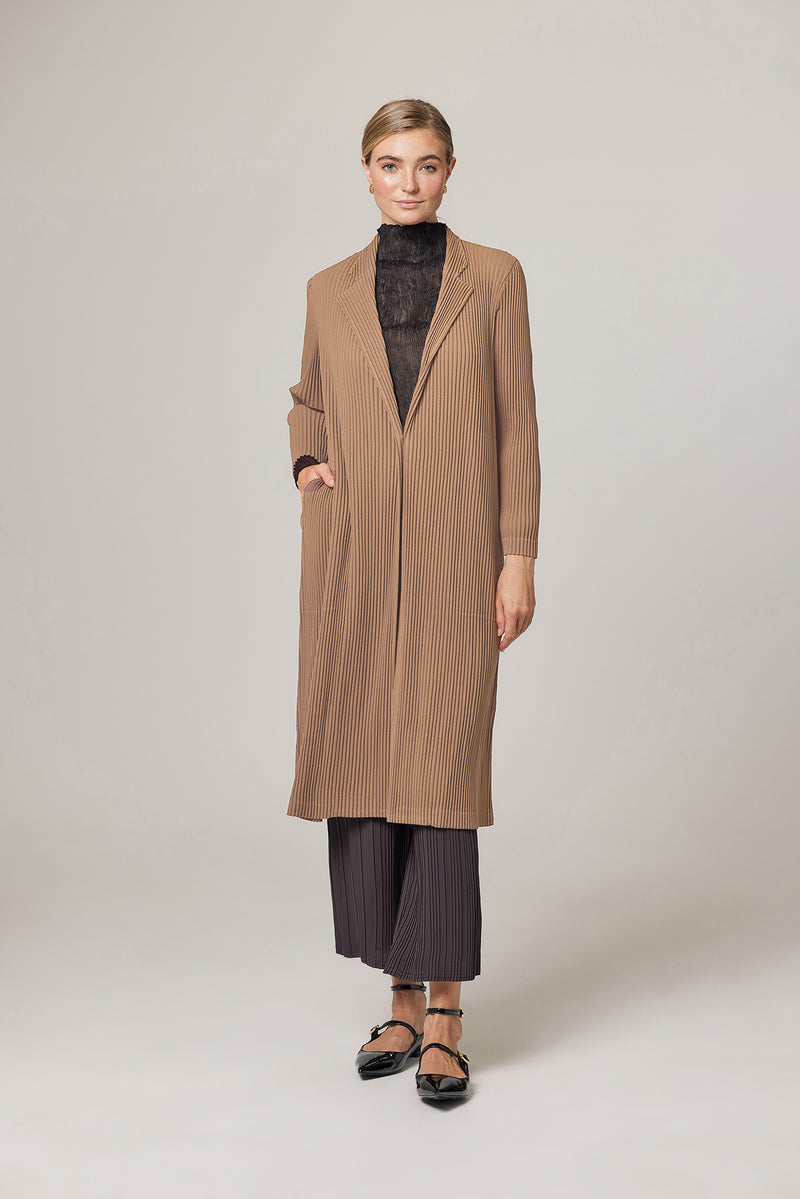 Ella Double Knit Plissé Blazer Trench