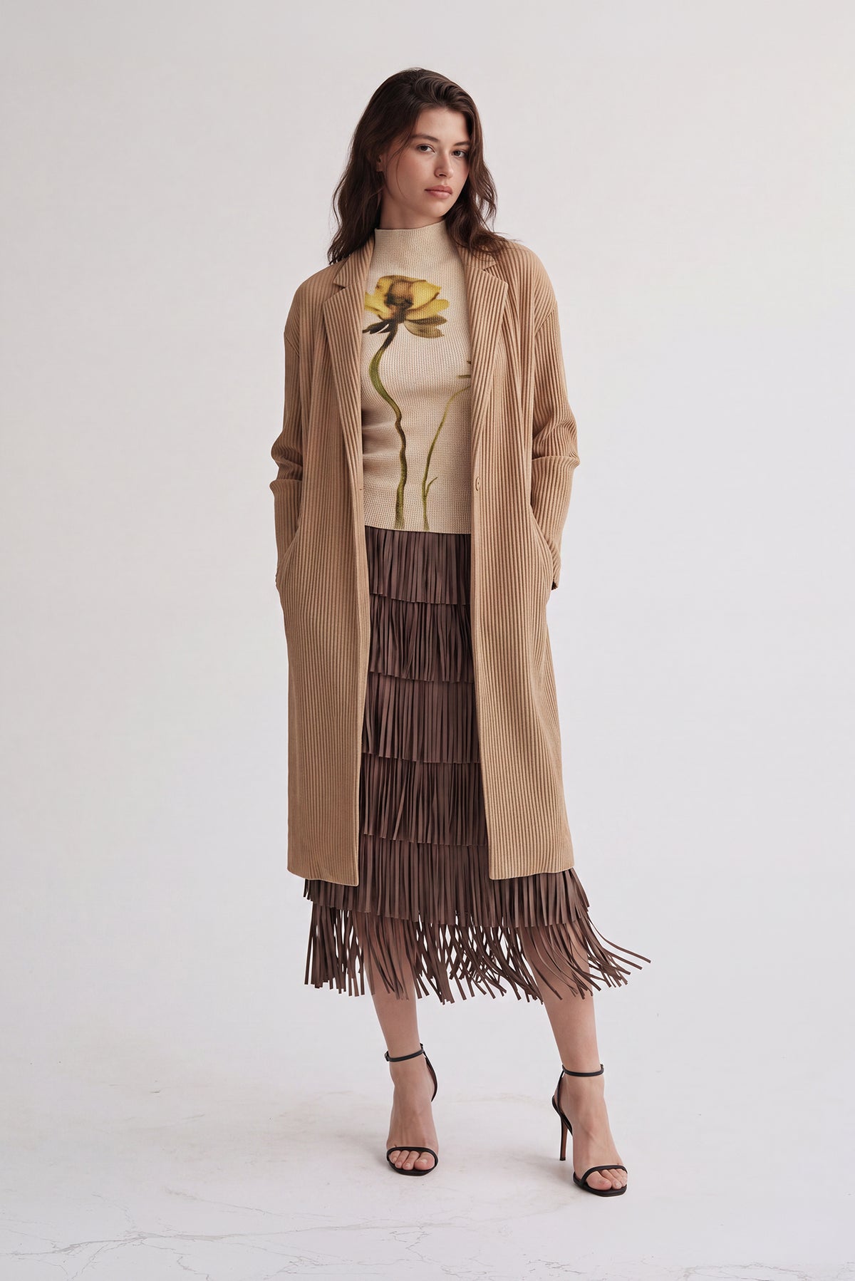 Ella Double Knit Plissé Blazer Coat
