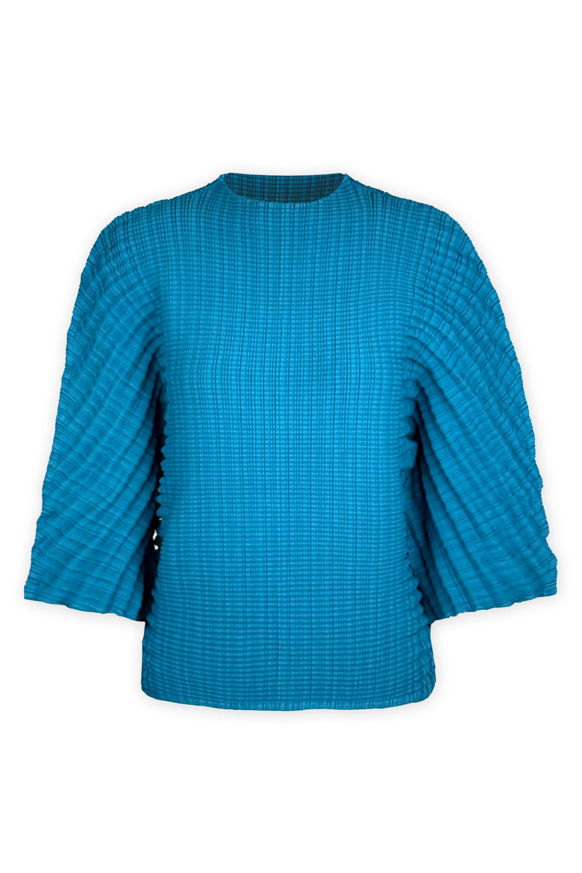 Charlotte Sculpted Dolman Pleated Top - Turquoise