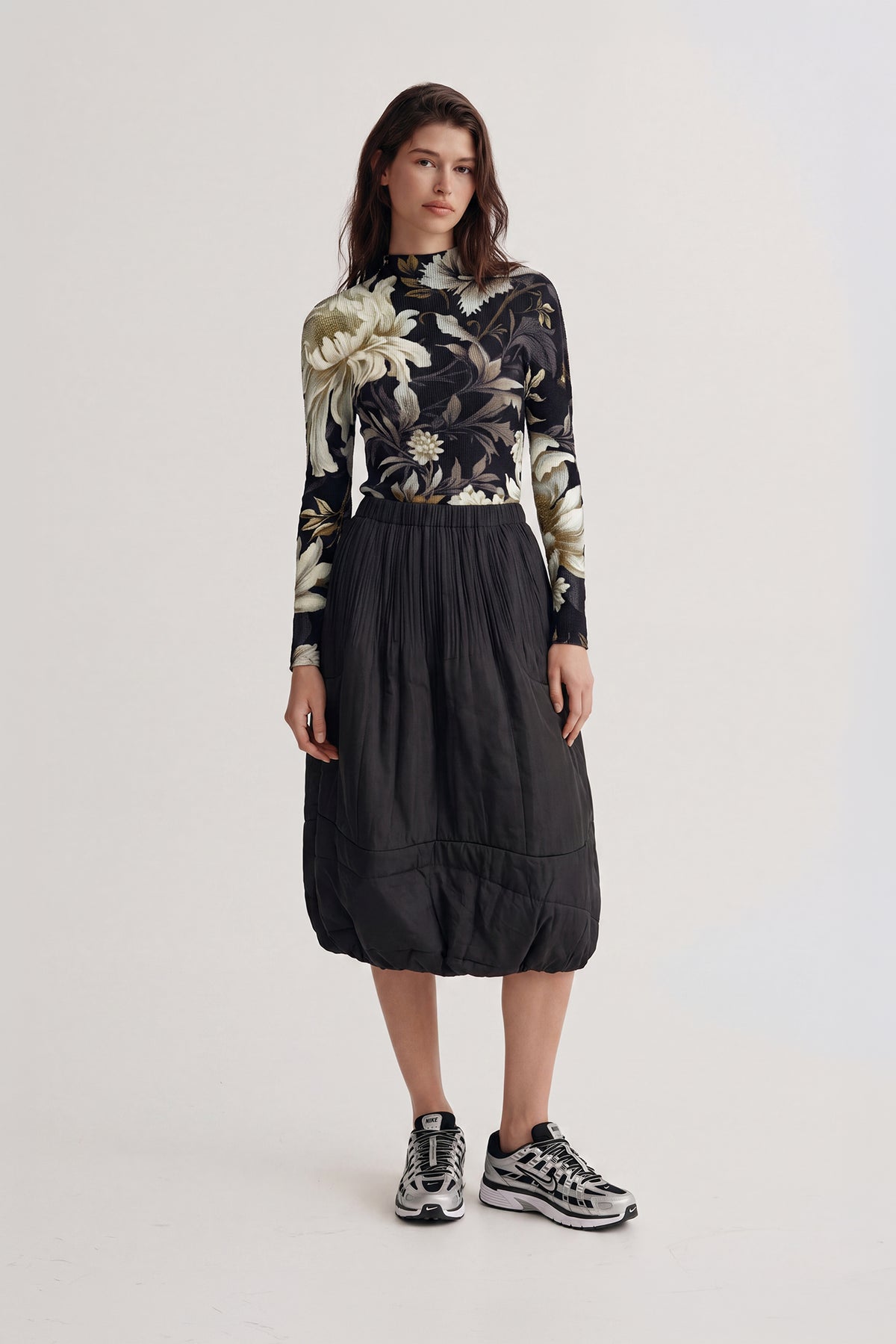 Cloudia Puff Quilted Skirt - Black