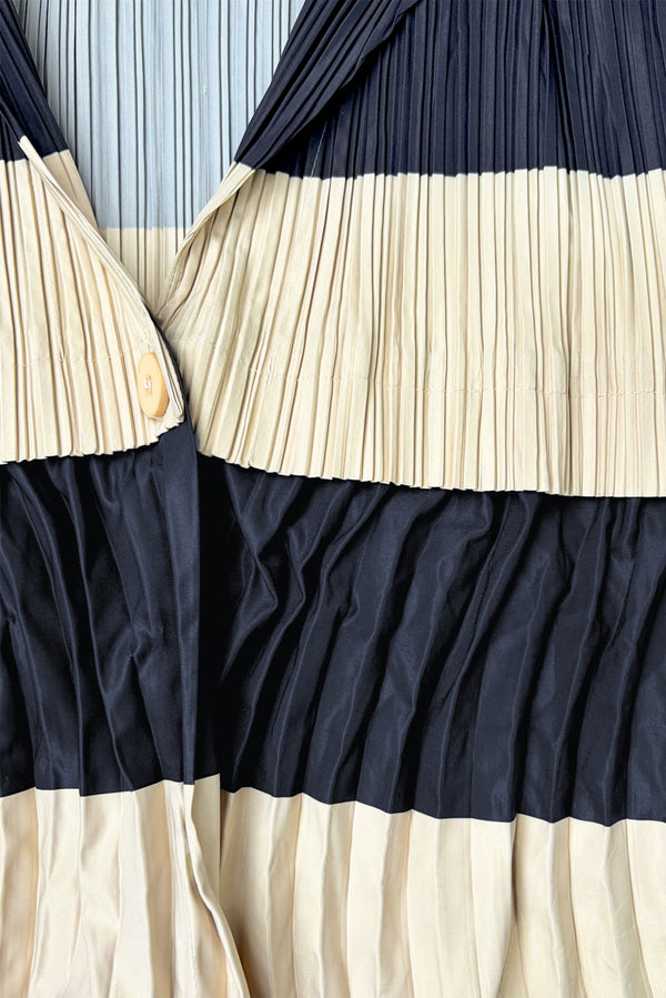 Betsy Stripe Pleated Coat