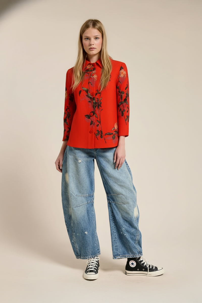 Elizabeth Rose Garden Crystal Pleats Shirt