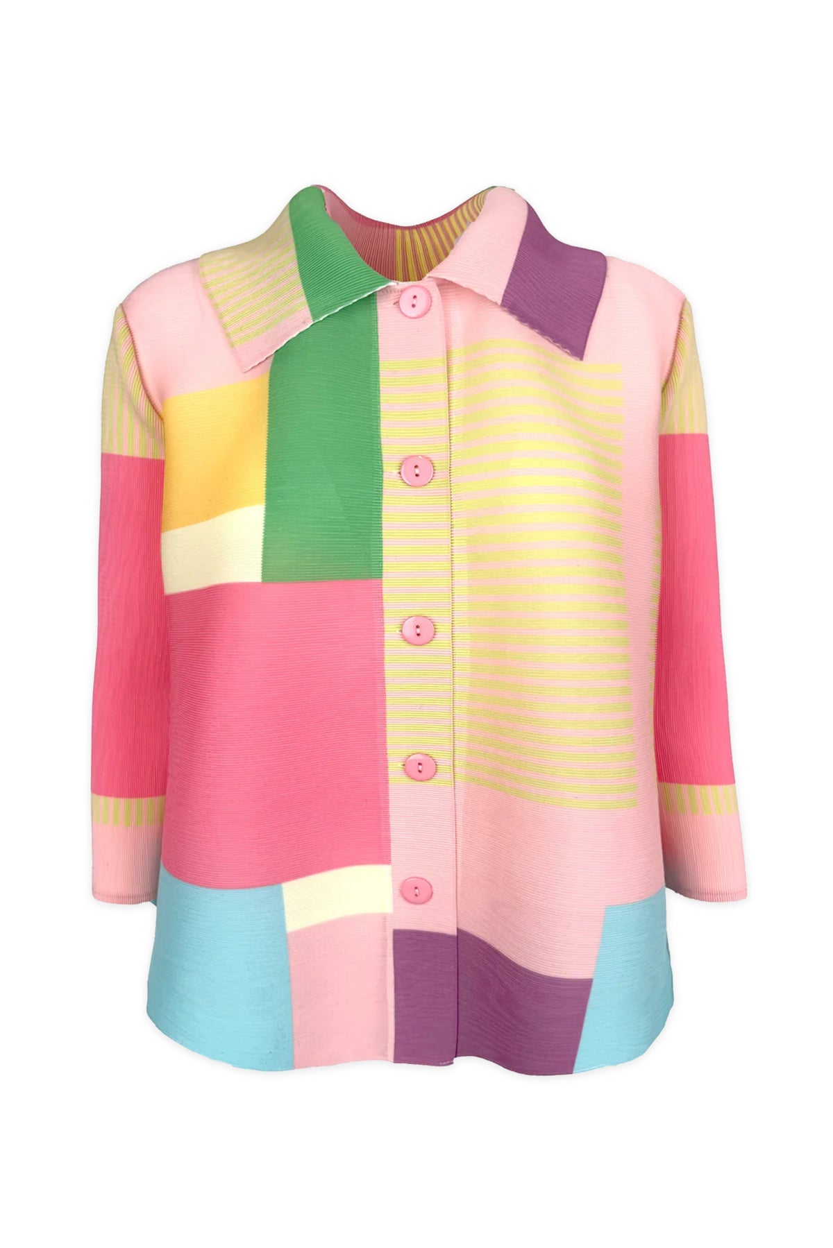 Freya Crystal Pleats Shirt - Pink Mix
