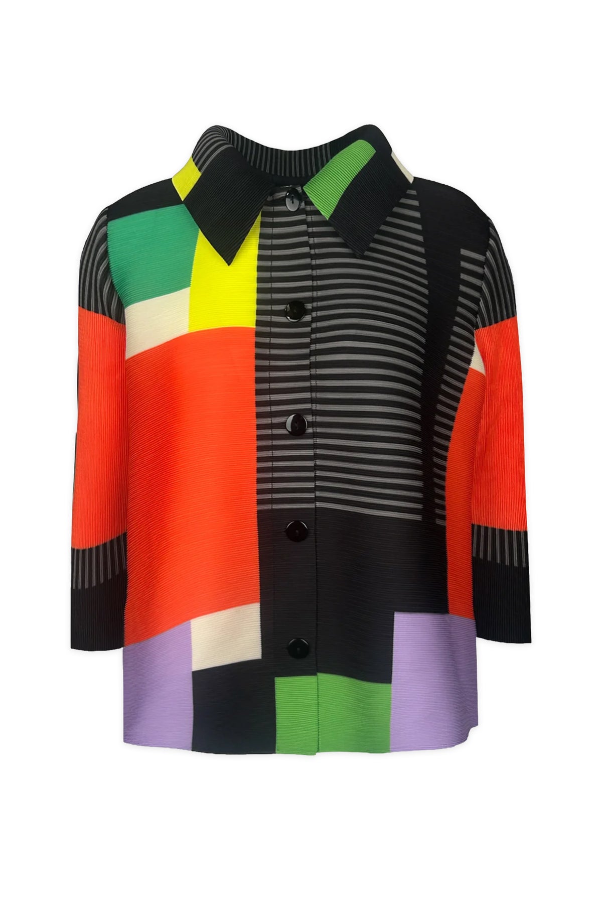 Freya Crystal Pleats Shirt - Red Mix