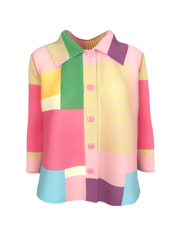 Freya Crystal Pleats Shirt - Pink Mix