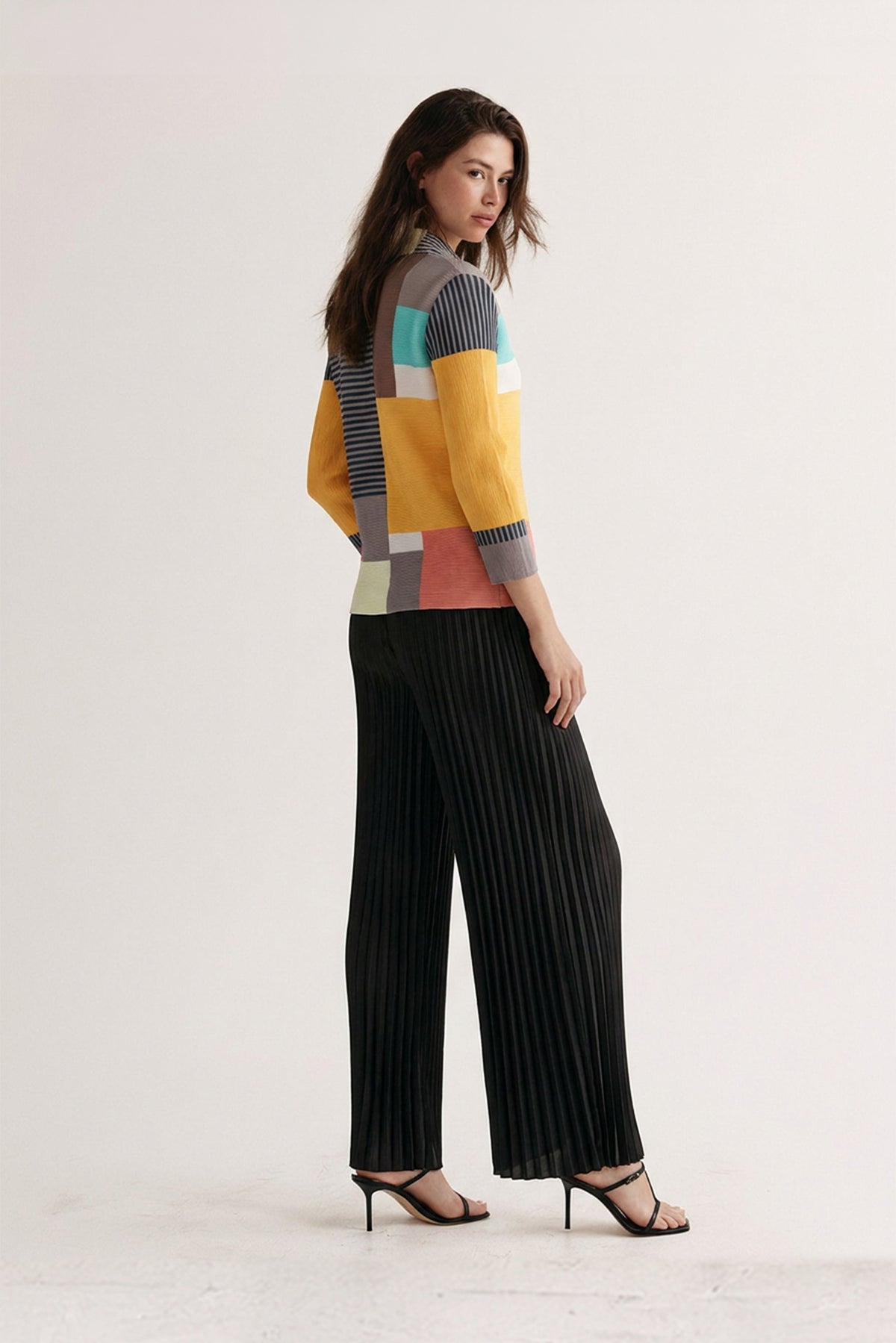 Freya Crystal Pleats Shirt - Latte Mix