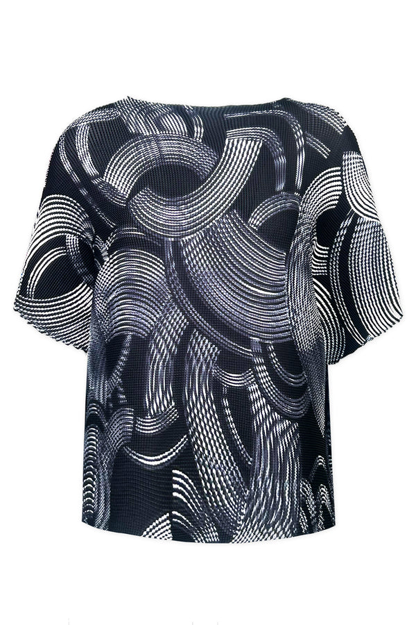 Graphic Clouds 3D Honeycomb Loose Texture Top