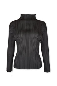 Harper Mockneck Long Sleeve Plissé Satin Top