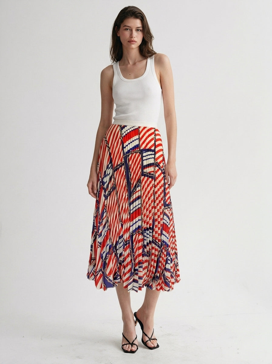 Riviera Lines Pleated Skirt