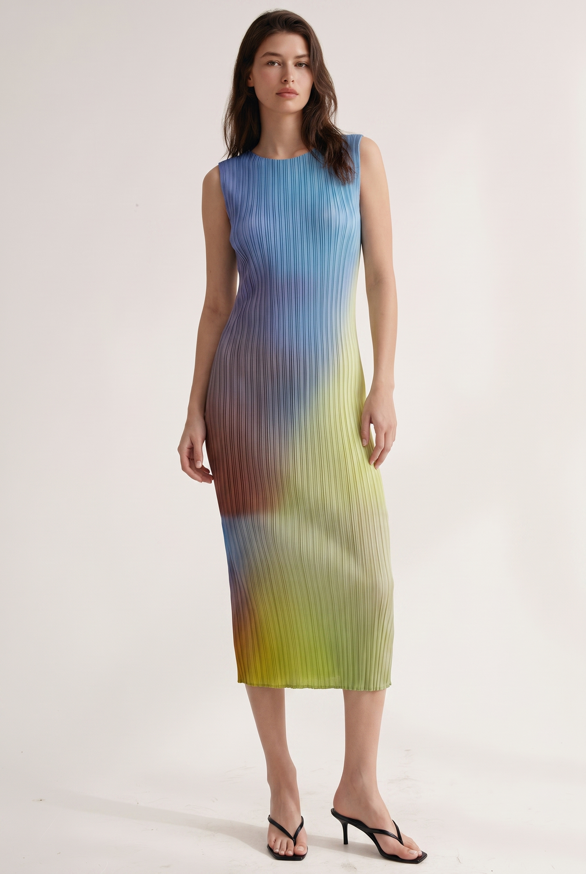 Lydia Prism Plissé Satin Dress