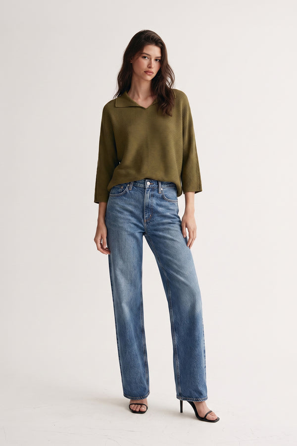 Joy V-Neck 3D Honeycomb Top - Celadon