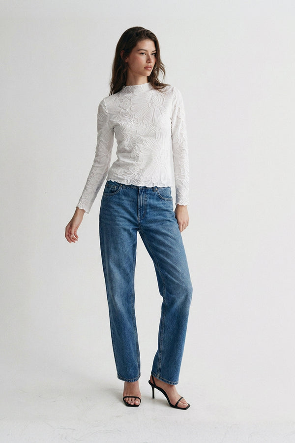 Kylie Lettuce Edge Floral Jacquard Top