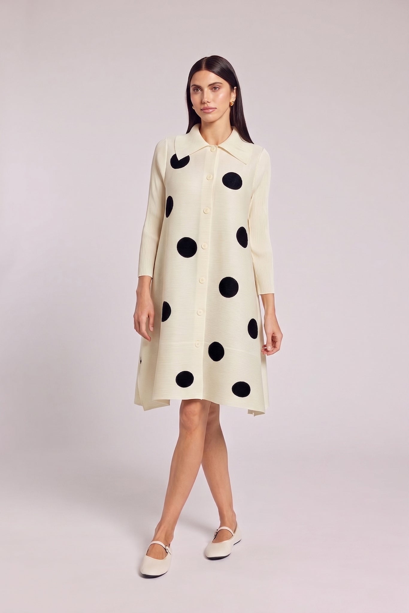 Mari Dot Crystal Pleated Dress/Jacket