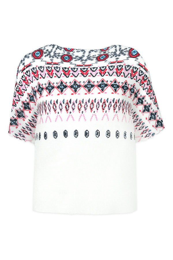Noelle Fair-Isle Print 3D Honeycomb Texture Loose Top