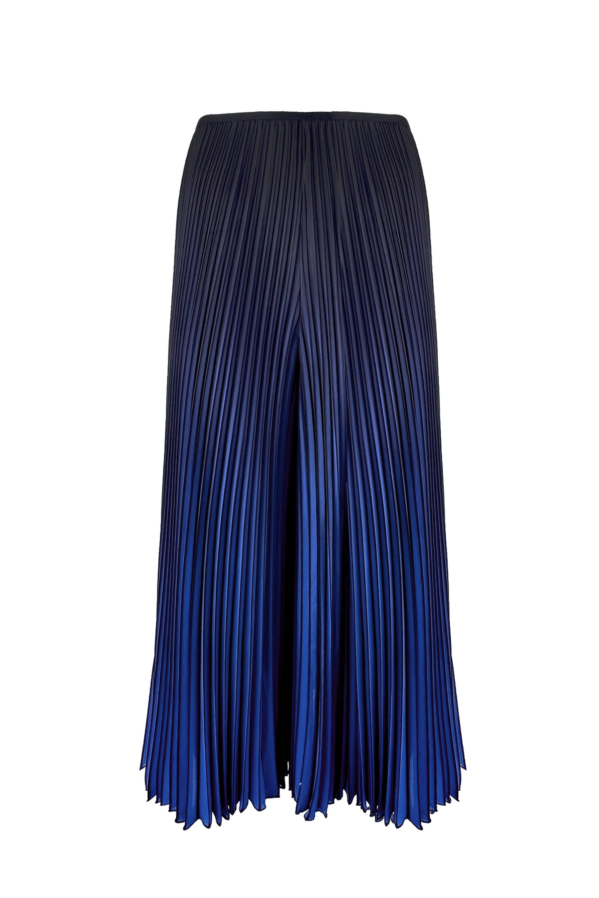 Leah Ombre Chiffon Plissé Palazzo Pant - Navy