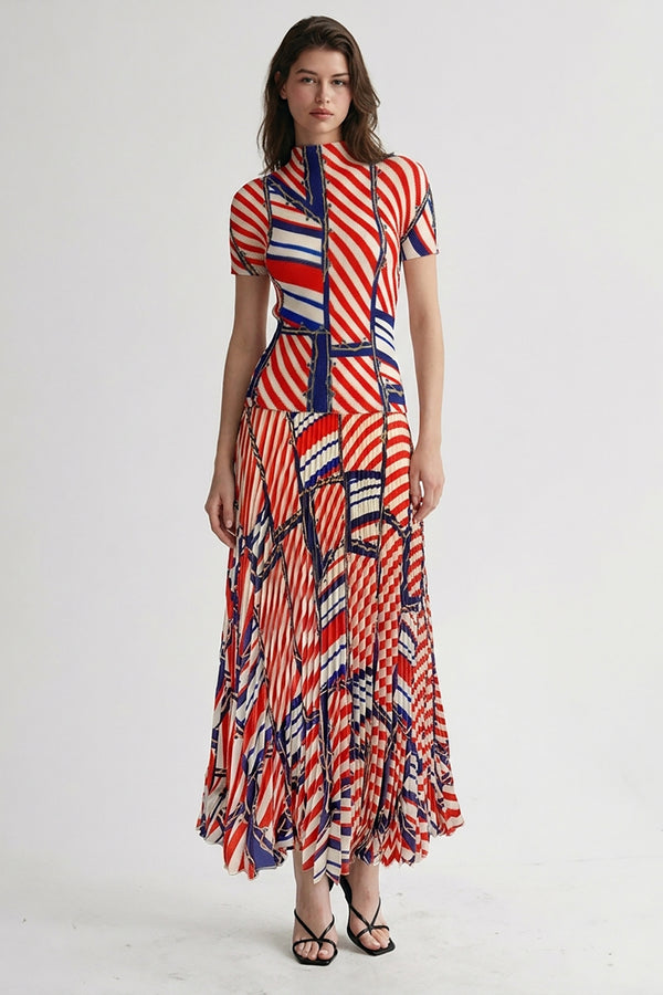 Riviera Lines Pleated Skirt