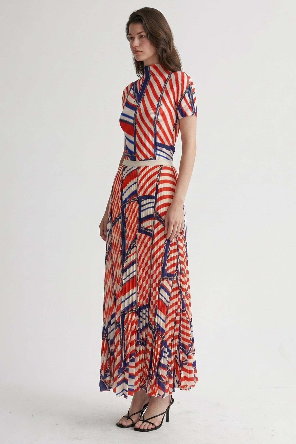 Riviera Lines Pleated Skirt
