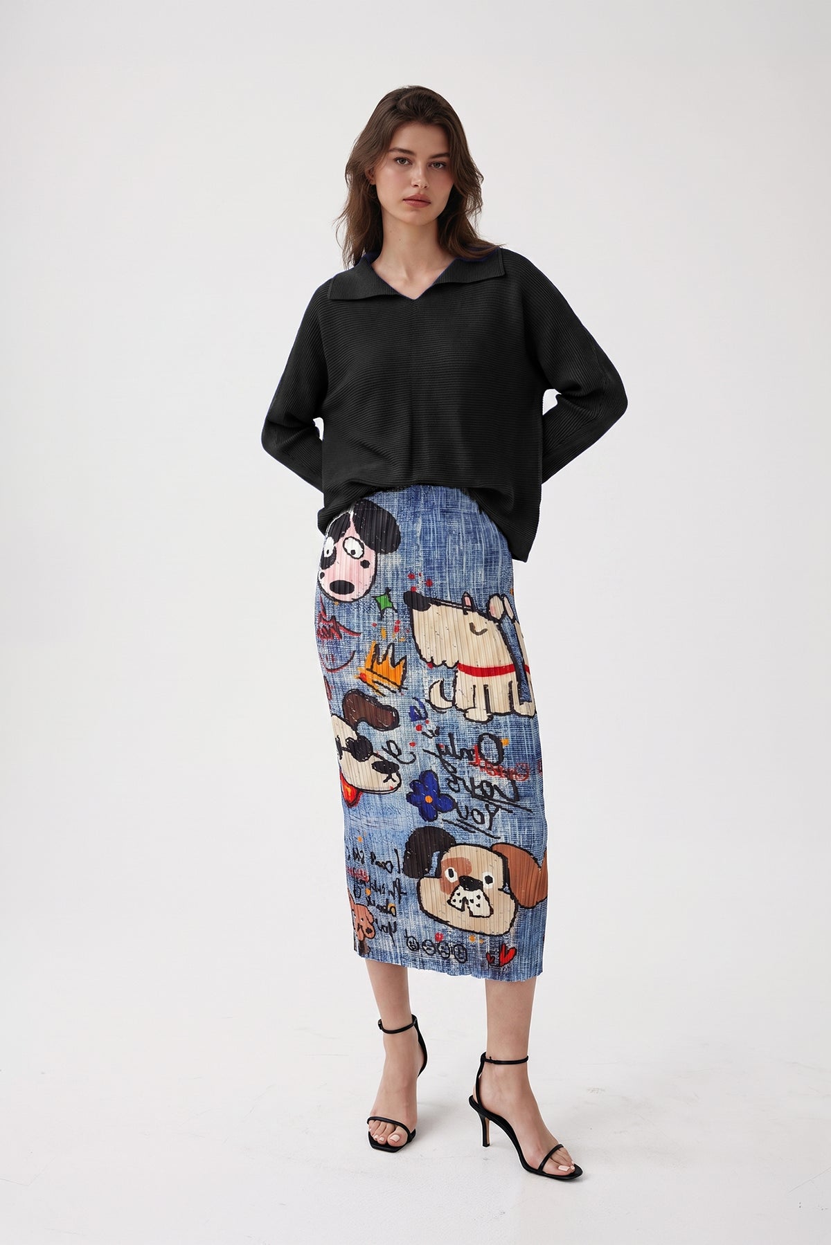 Joy V-Neck 3D Honeycomb Top - Black
