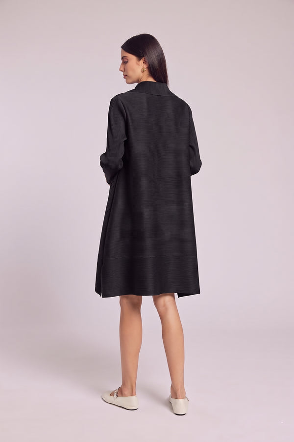 Mari Dot Crystal Pleated Dress/Jacket - Black/White
