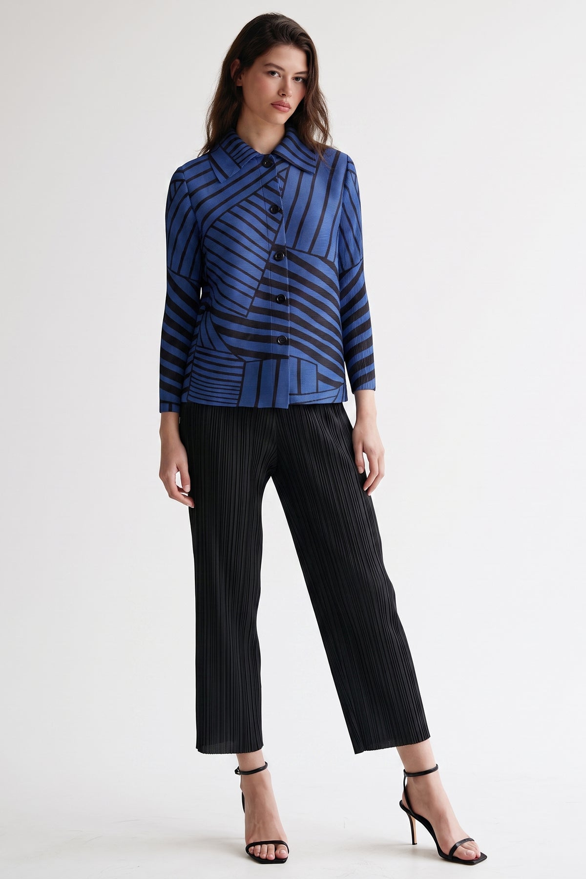 Elodie Stripe Crystal Pleats Shirt