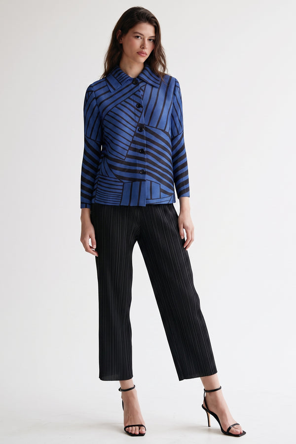 Elodie Stripe Crystal Pleats Shirt