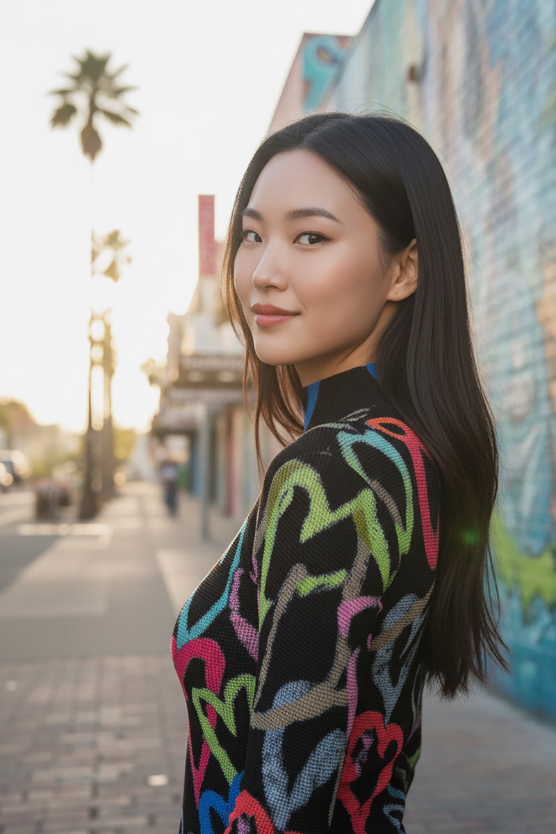 Ava Hearts 3D Honeycomb Texture Top