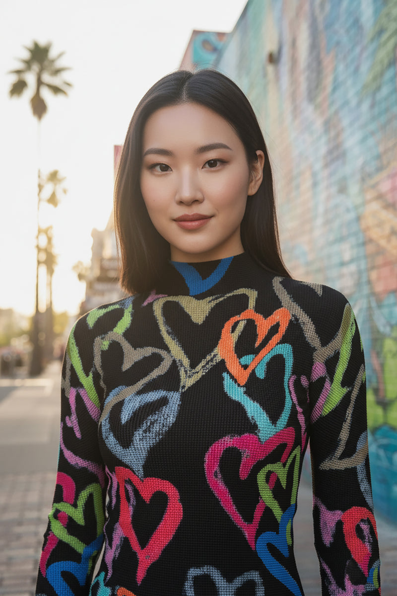 Ava Hearts 3D Honeycomb Texture Top