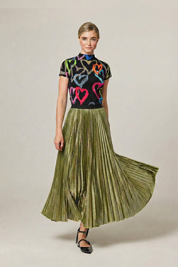 Esther Metallic Accordion Pleated Skirt